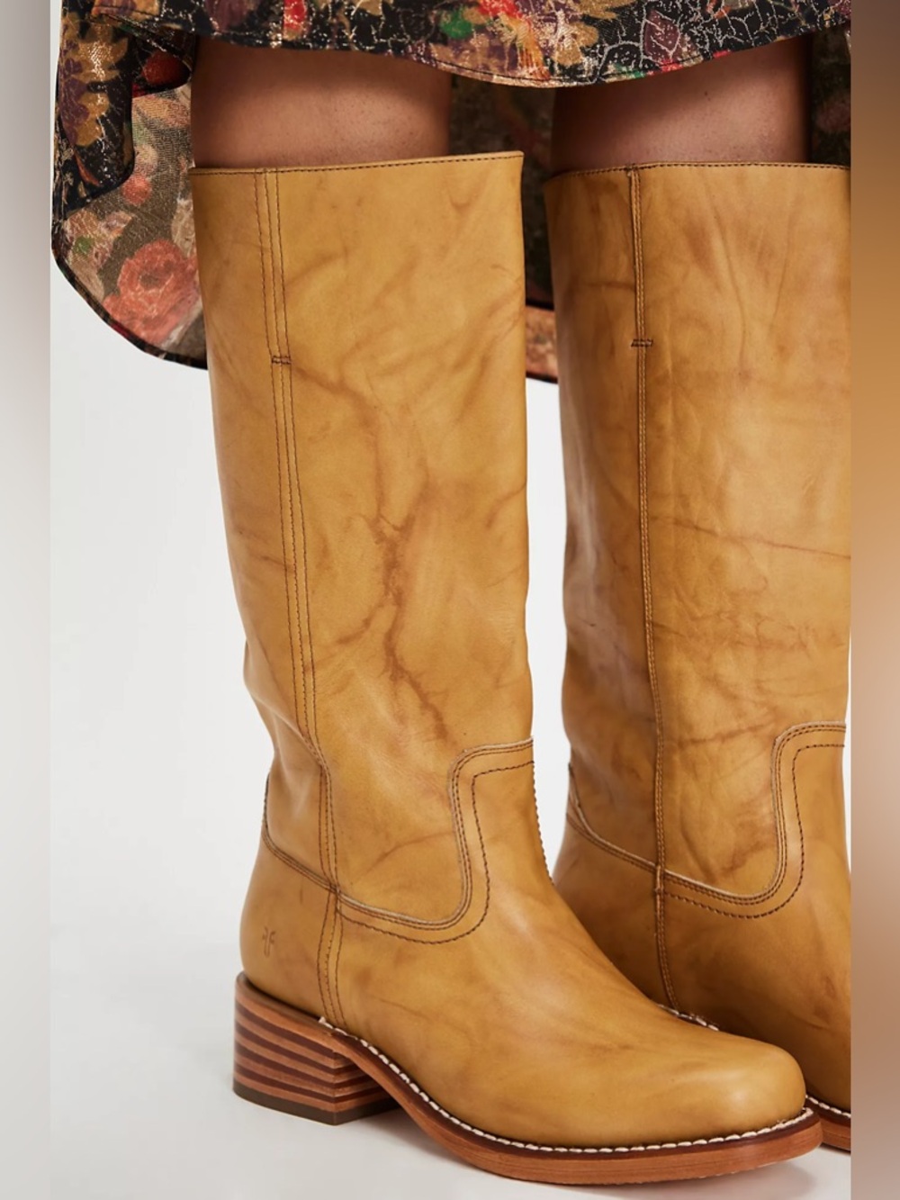 FRYE X Free People Campus 14L Boots, Leather, Yellow, Size 6 - Picture 4 of 10